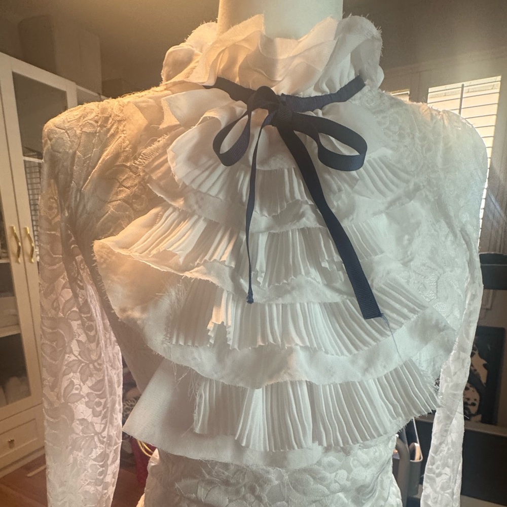 White Lace Ruffle Top - Picture 10 of 14